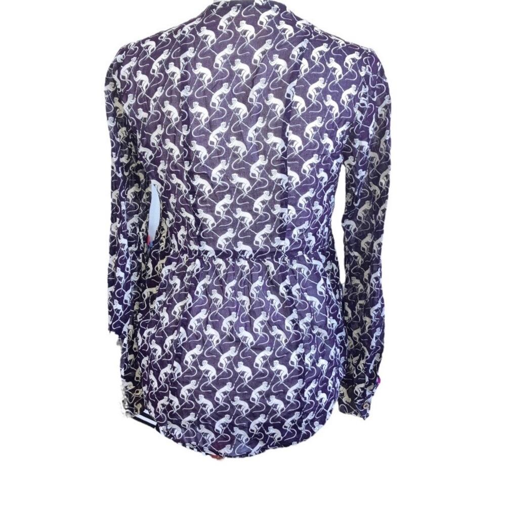 Maeve Anthropologie Purple Monkey Button-Up Blouse Size 0 - Picture 3 of 7